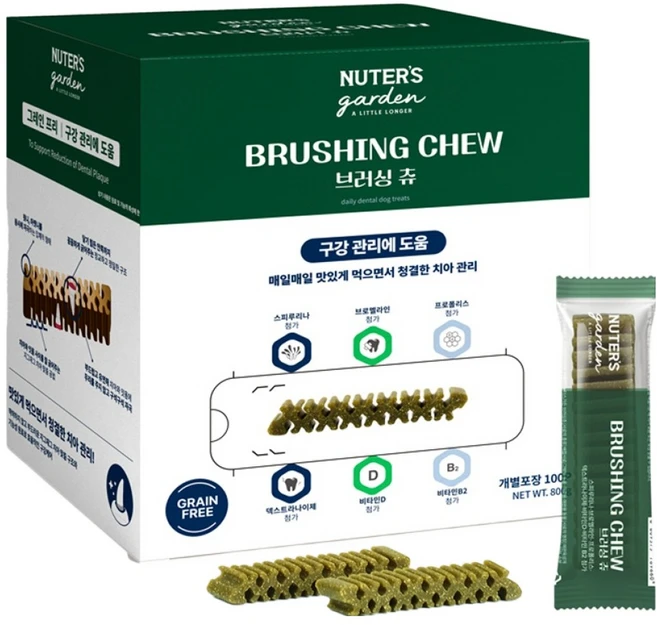 누터스가든 강아지 브러싱츄 치석제거 덴탈껌 100p, 고구마, 800g, 1개 - 쿠팡