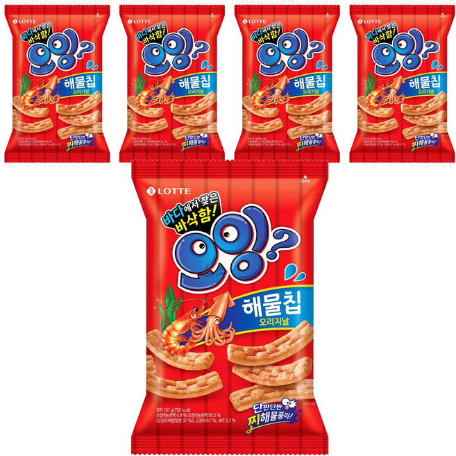 LOTTE 樂天 Oing酥脆條 海鮮口味, 151g, 5包