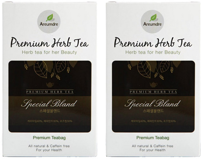아름드레 프리미엄 화이트 스페셜블랜드 허브티, 1.1g, 20개입, 2개