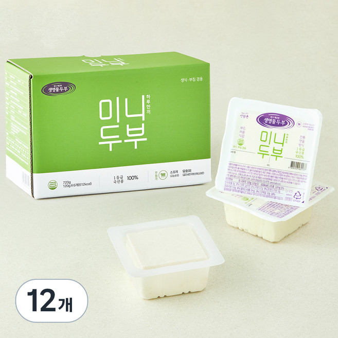생명물두부 하루한끼 미니두부, 120g, 12개