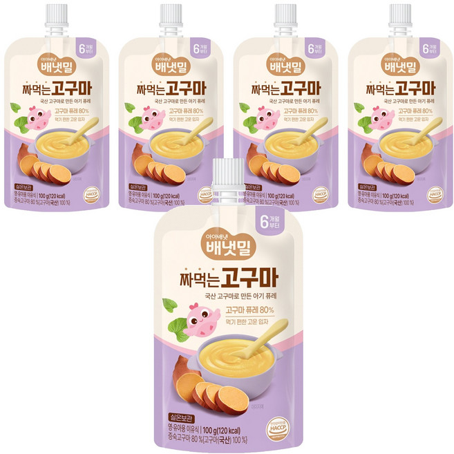 배냇밀 짜먹는 이유식, 고구마맛, 100g, 5개
