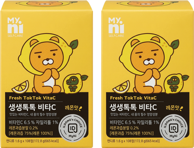 Myni Fresh Tok Tok 維他命C片, 108顆, 1600mg, 2盒