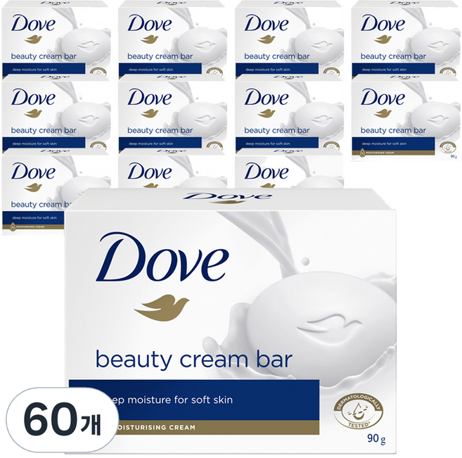 도브 뷰티 크림 바 비누, 90g, 60개입