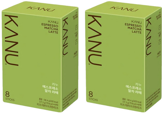 KANU 抹茶拿鐵咖啡, 17.3g, 8條, 2盒