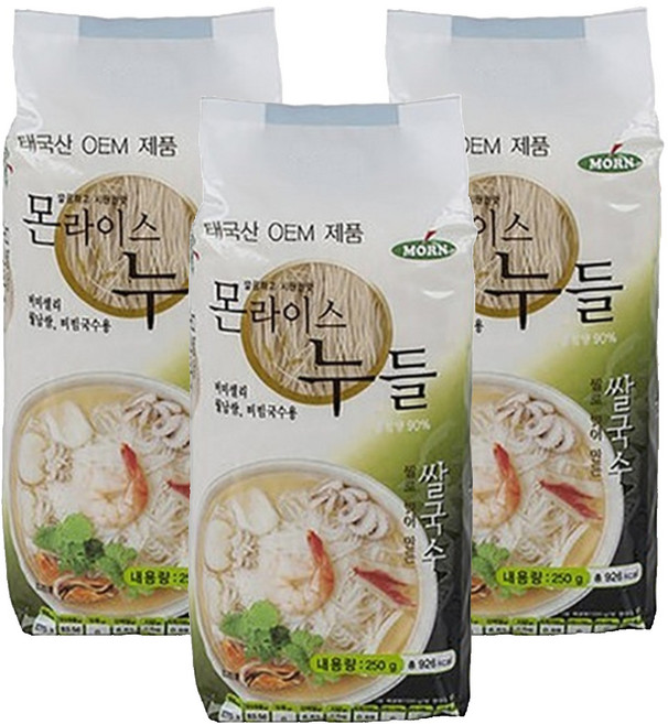 MORN 라이스누들 비빔국수용, 250g, 3개