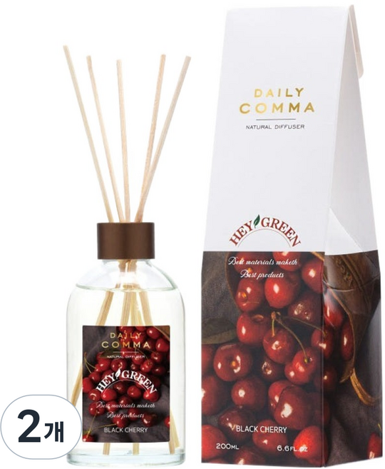 데일리콤마 헤이그린 디퓨저, 2개, 200ml, 블랙체리