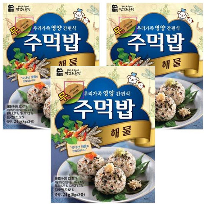 맛있는풍경 주먹밥 해물, 24g, 3개