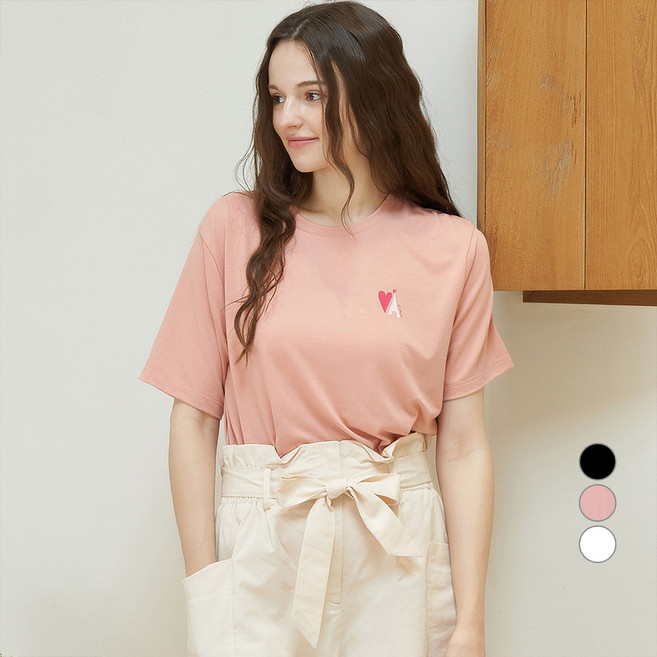 ELLE PARIS 여성용 찰랑 레이온 Eiffel 반팔 티셔츠