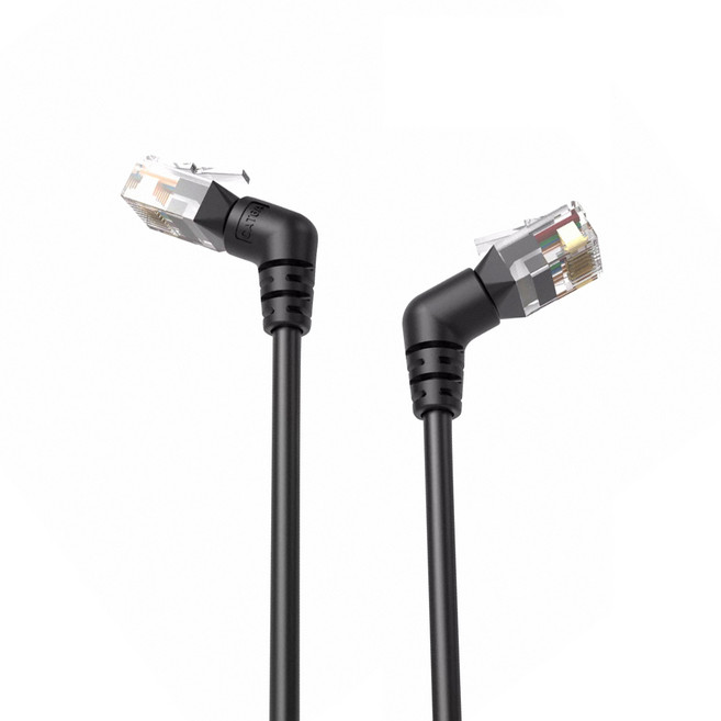 VEnTIOn 威迅 IBO系列 CAT6A 雙彎頭可旋轉纖細高速網路線 1.5M 黑色 RJ45 8P8C 無氧銅 32AWG, 1條