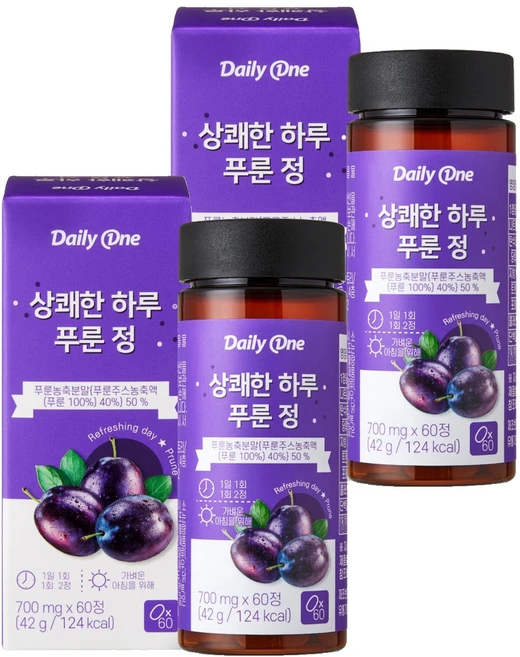 데일리원 상쾌한 하루 푸룬 정, 60정, 2개 - 쿠팡