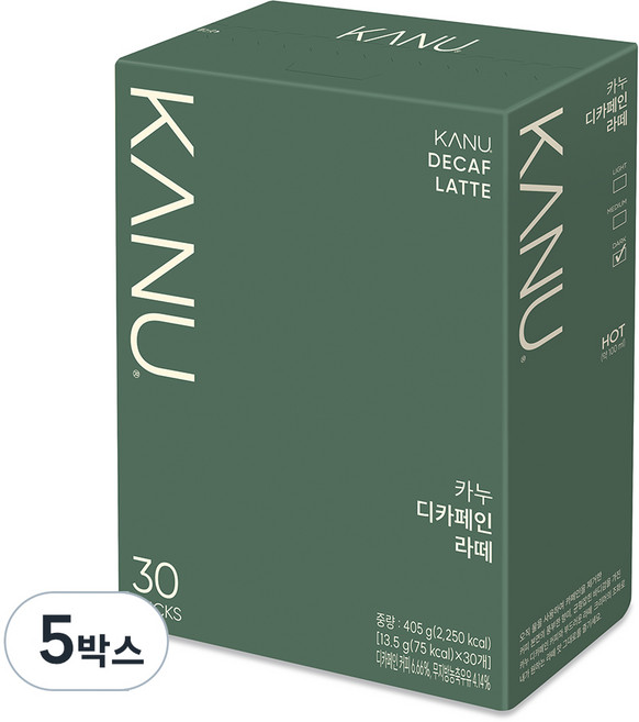 카누 디카페인 라떼 스틱커피, 13.5g, 30개입, 5박스