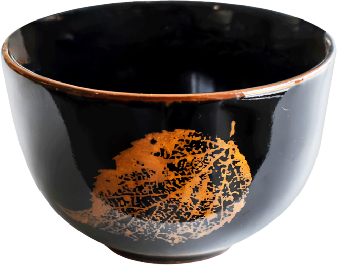 SAWATOUKI 佐和陶瓷 天目葉紋千茶杯 日本製 8.5 x 5.6cm 160ml, 1個, 黑色