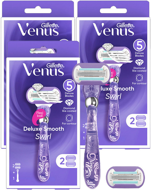 Venus 정품 스월 여성용 면도기 + 면도날 2p, 3개