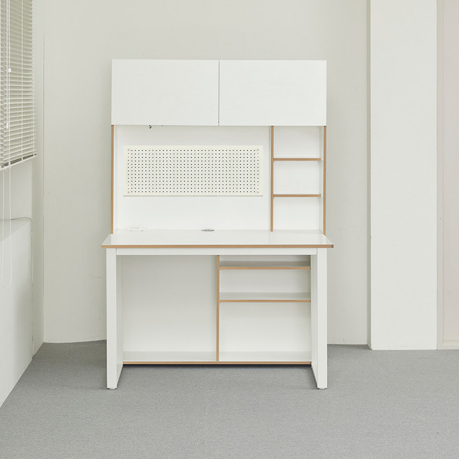 웰퍼니쳐 윌슨 1200 LED 책장 + 책상 + 타공판 세트 방문설치, 자작엣지