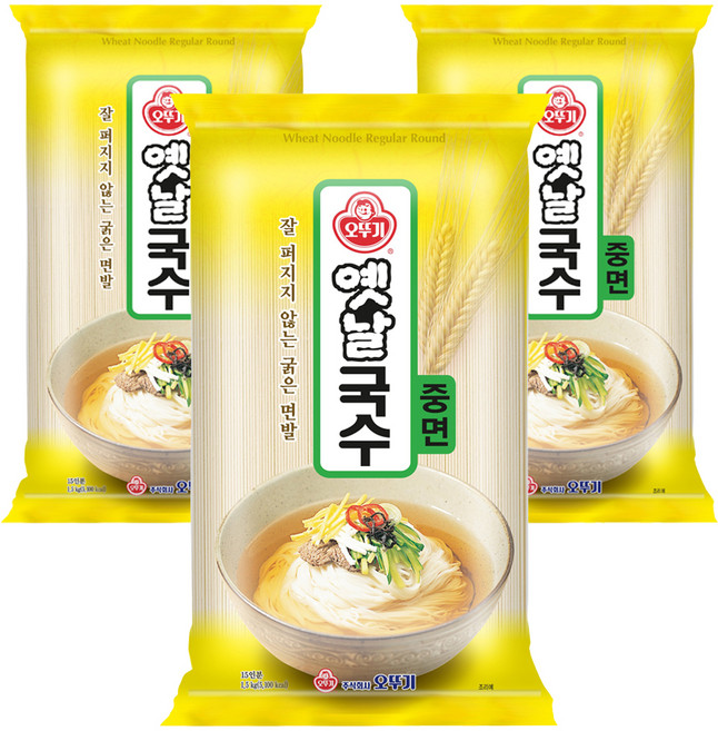 오뚜기옛날 국수 중면, 1.5kg, 3개