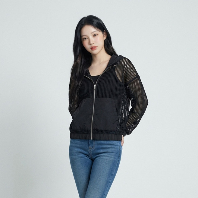 페이퍼먼츠 여성용 아델린 데일리썸 시스루 후드 집업 14054