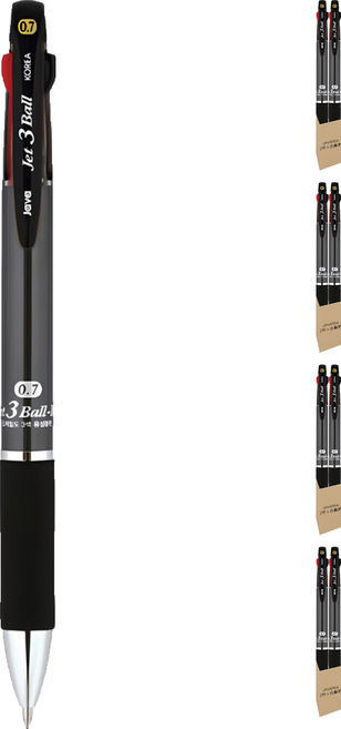 JAVAPEN Jet 3 Ball M 多色筆 0.7mm, 金屬黑, 8支