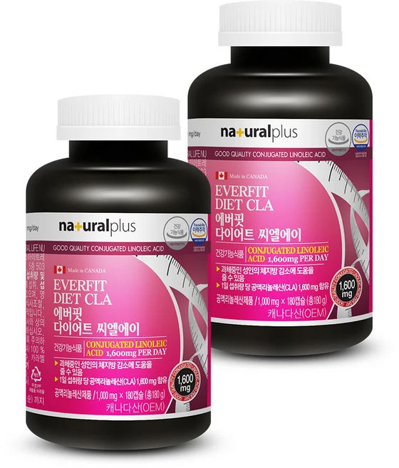 내츄럴플러스 에버핏 다이어트 씨엘에이, 180정, 2개 - 쿠팡