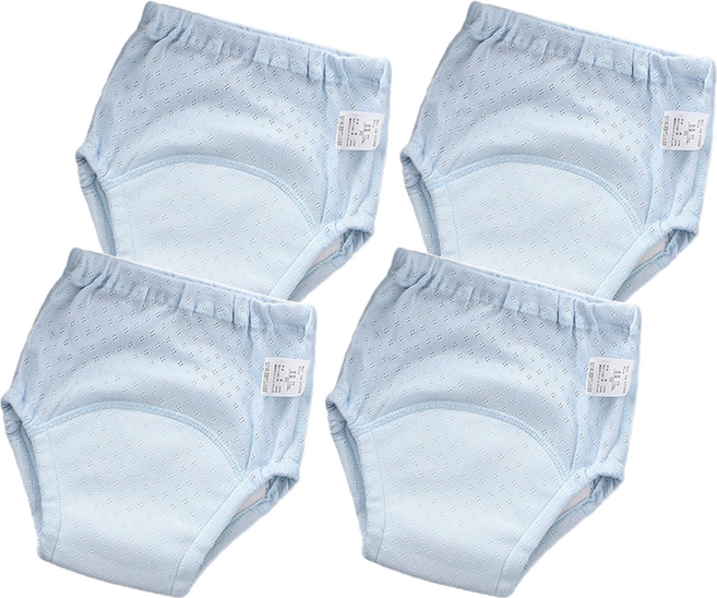 Bebehome 6層紗紗布學習褲/透氣親膚尿布褲 14~23kg, 藍色, 4件