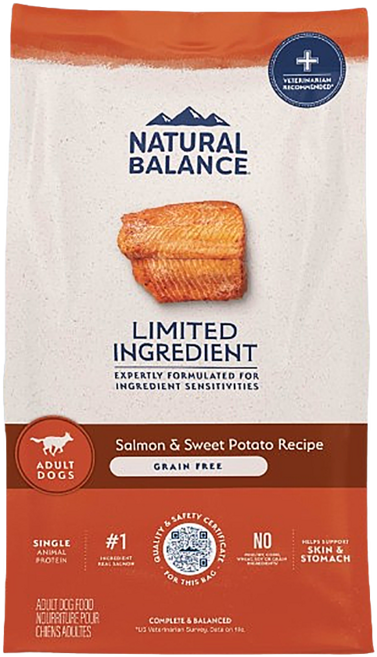 내추럴발란스 어덜트 강아지 LI 그레인프리 건식사료 큰알갱이, 연어+고구마, 10.9kg, 1개