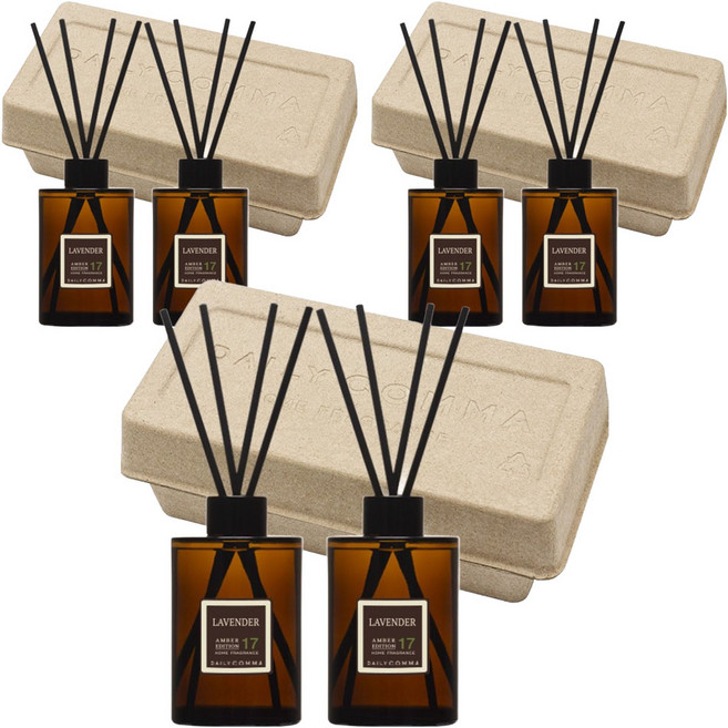 데일리콤마 엠버 에디션 디퓨져 200ml 2p + 블랙리드스틱 8p 세트, 라벤더, 3세트