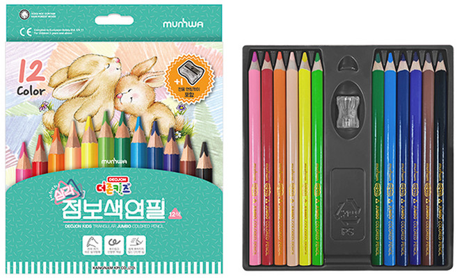 문화연필 삼각 점보 색연필, 12색, 1세트