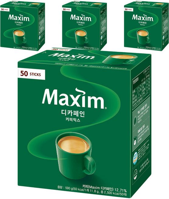 맥심 디카페인 커피믹스, 11.8g, 50개입, 4개