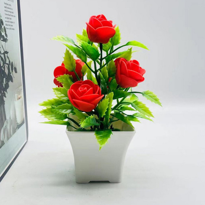 디어모모 플랜테리어 소형 미니어쳐 조화 화분, 레드, 1개