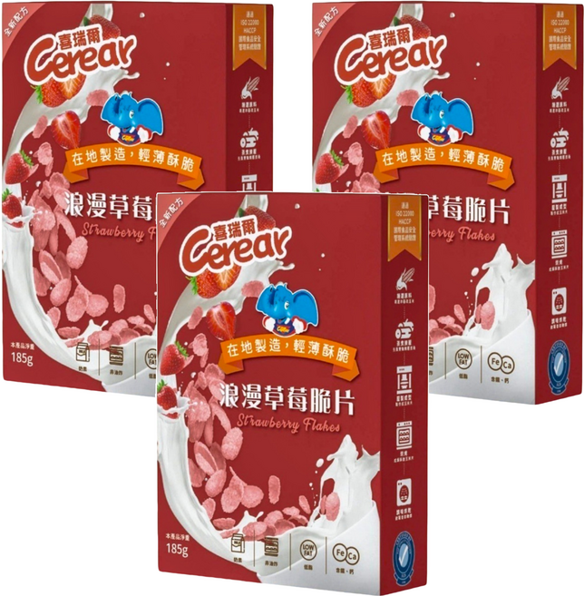 Cerear 喜瑞爾 浪漫草莓脆片, 185g, 3盒