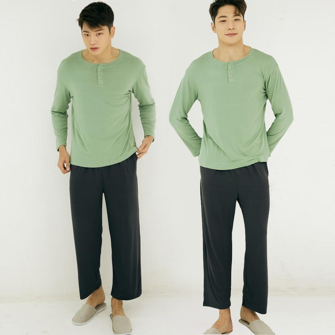 테라우드 남성용 피치기모 코쿤 라운드넥 파자마 상하의 2세트
