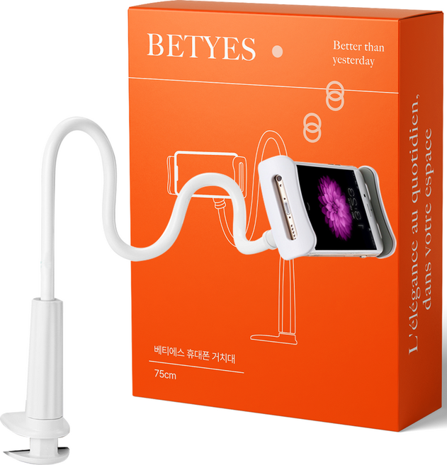 베티에스 프리미엄 스마트폰 태블릿 자바라 강력 거치대, 화이트, 1개, btssh-01