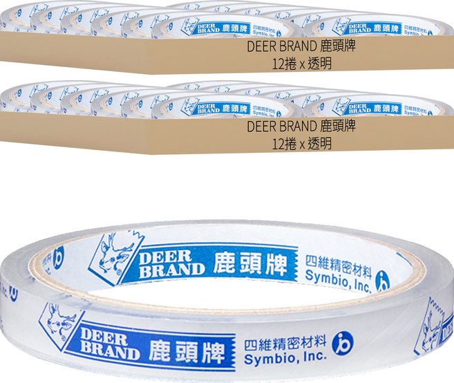 DEER BRAND 鹿頭牌 文具膠帶 12mm x 40Y, 24捲, 透明