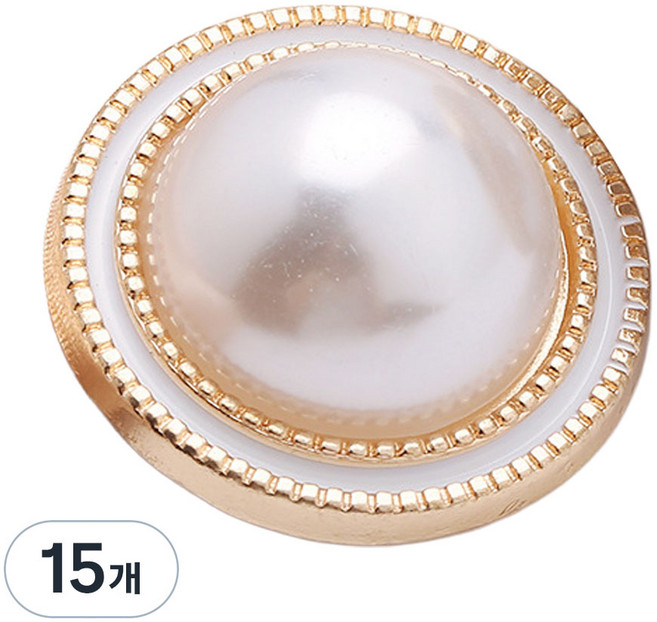 Kumihands 珍珠圓形鈕扣 20mm, 15個, 金白色