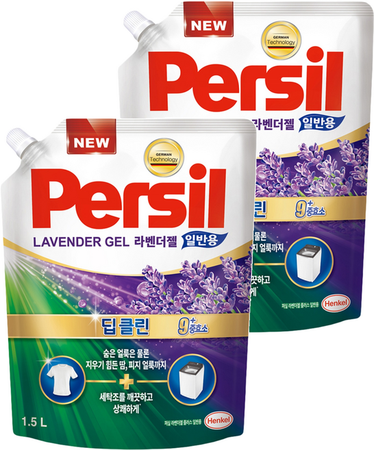 Persil 寶瀅 韓國原裝進口 強效淨垢 薰衣草護色凝露補充包, 1.5L, 2包