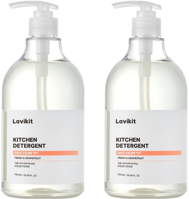 라비킷 주방세제 자몽향, 750ml, 2개