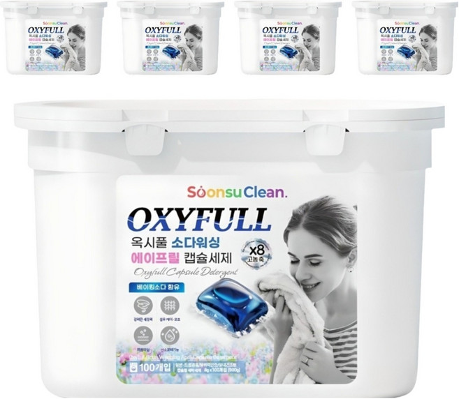 순수크린 옥시풀 소다워싱 에이프릴 캡슐세제, 100개입, 5개