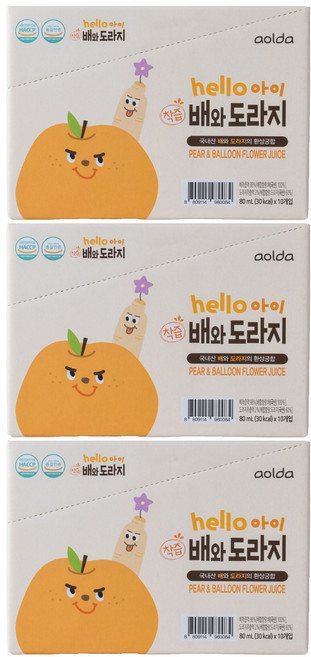 아올다 헬로아이 착즙 배와도라지, 80ml, 30개