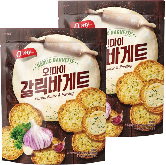O my food 歐邁福 法式麵包餅乾 香蒜奶油口味, 300g, 2包