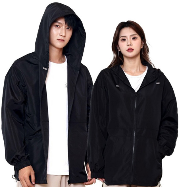 턴키 남녀공용 빅사이즈 오버핏 아노락 풀 집업 후드 바람막이 점퍼 AJ-1219
