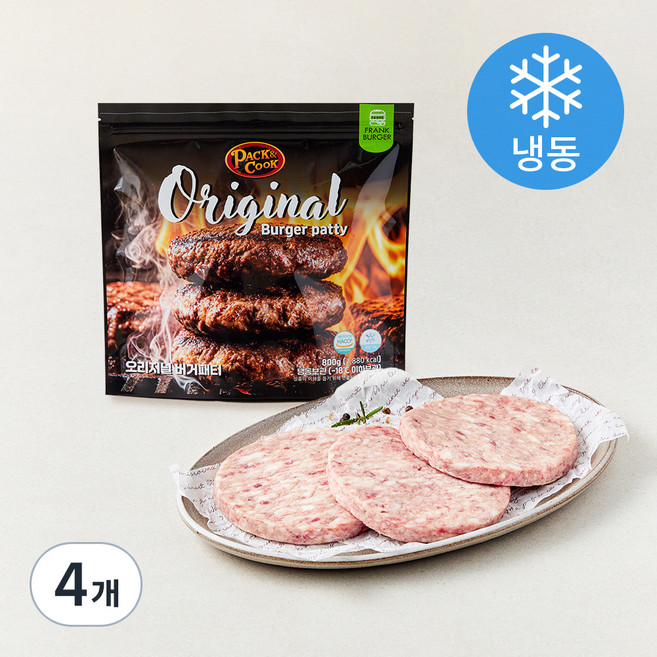 프랭크버거 오리지널 소고기 패티 (냉동), 800g, 4개