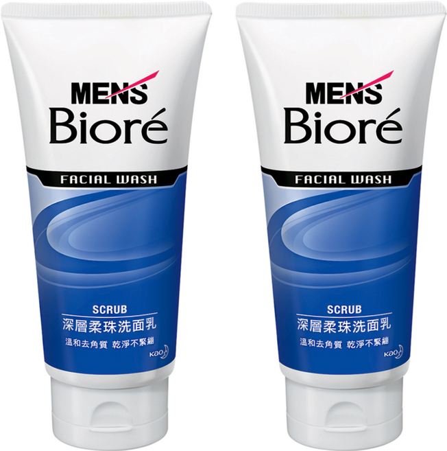 MEN's Biore 台灣公司貨 男性專用 深層柔珠洗面乳, 100g, 2條