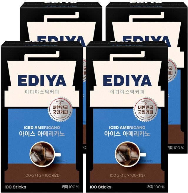 이디야 아이스아메리카노 스틱커피, 1g, 100개입, 4개