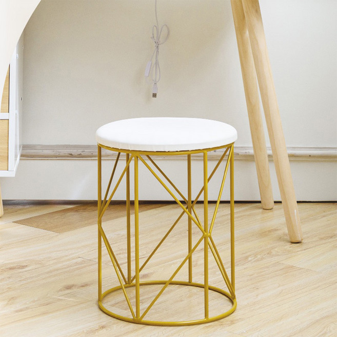 dayneeds 日需百備 碧媞幾何架椅凳/玄關凳/穿鞋椅/化妝椅 SBH-D214WH, 金色, 1個