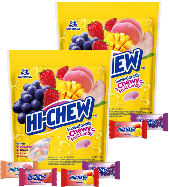 MORINAGA 森永 HI-CHEW 嗨啾 綜合水果風味軟糖, 2袋, 800g
