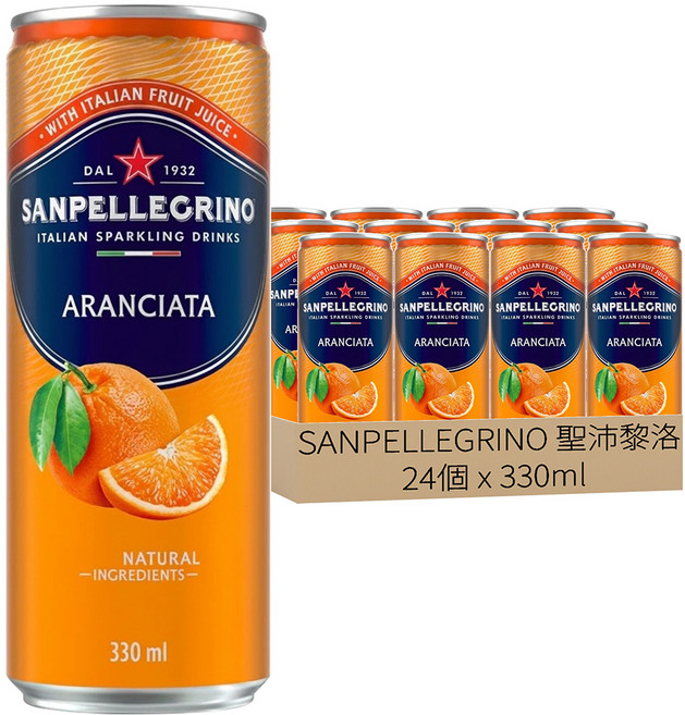 SANPELLEGRINO 聖沛黎洛 柳橙氣泡水, 330ml, 24個