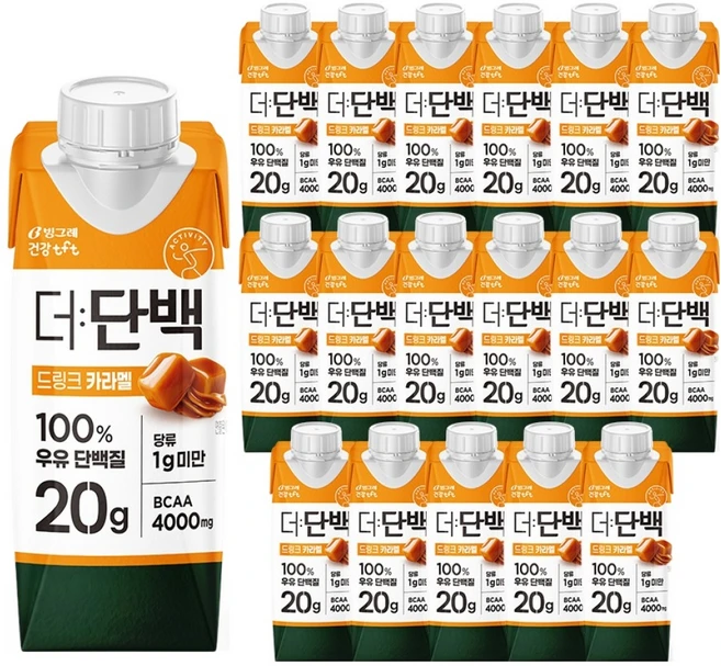 더단백 드링크 카라멜 헬스보충식품, 250ml, 18개 - 쿠팡