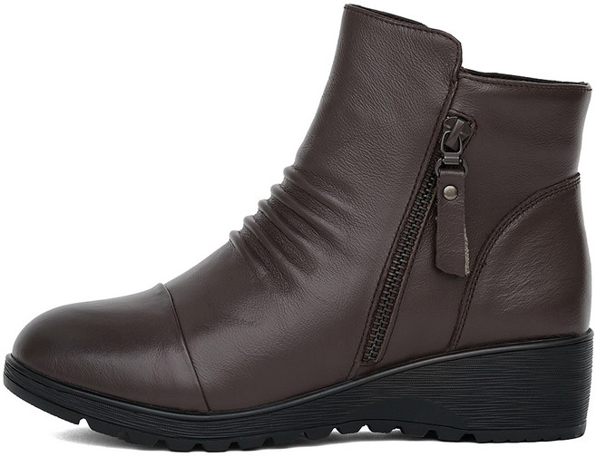 J SHOE 天然牛皮Carmine厚底拉鍊踝靴 4cm