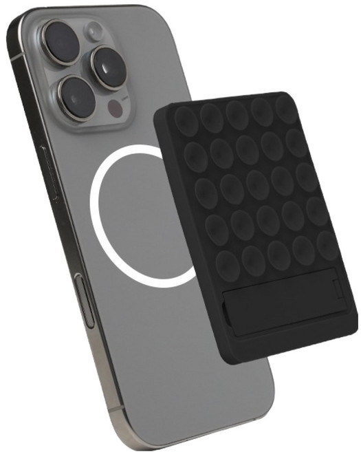 대한 맥세이프 뽁뽁이 거치대 실리콘 흡착패드 6 x 7.5 cm, 딥 블랙, 1개