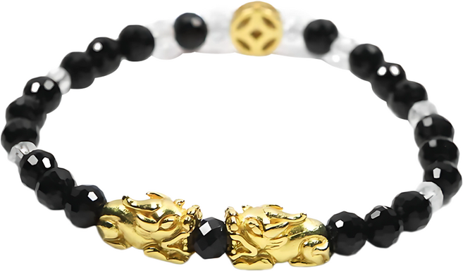 雙貔貅 黑瑪瑙琉璃瑪瑙手鍊