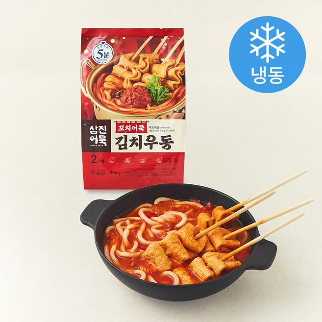 삼진어묵 꼬치어묵 김치우동 2인분 (냉동), 496g, 1개